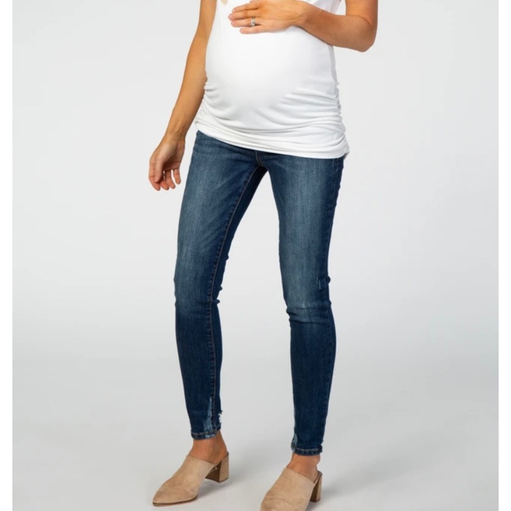 Pink Blush Lightly Distressed Maternity Jeans